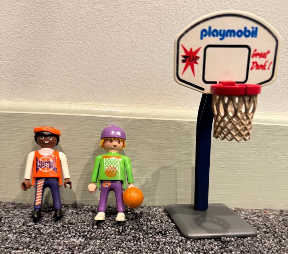 Vintage 1996 Playmobil Basketball Set with 2 Figures, basketball and Hoop